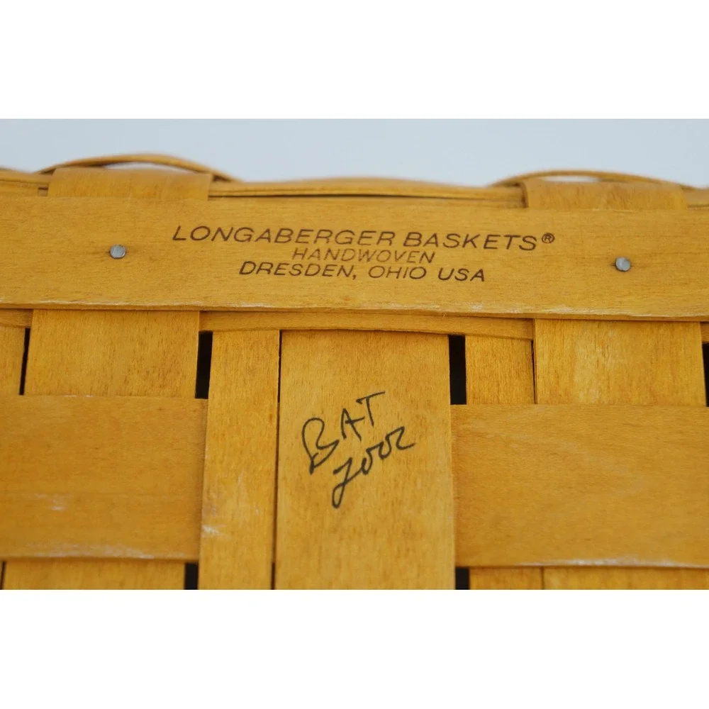Longaberger Basket 2002 Handwoven Rectangular Dual Swing Handles Excellent